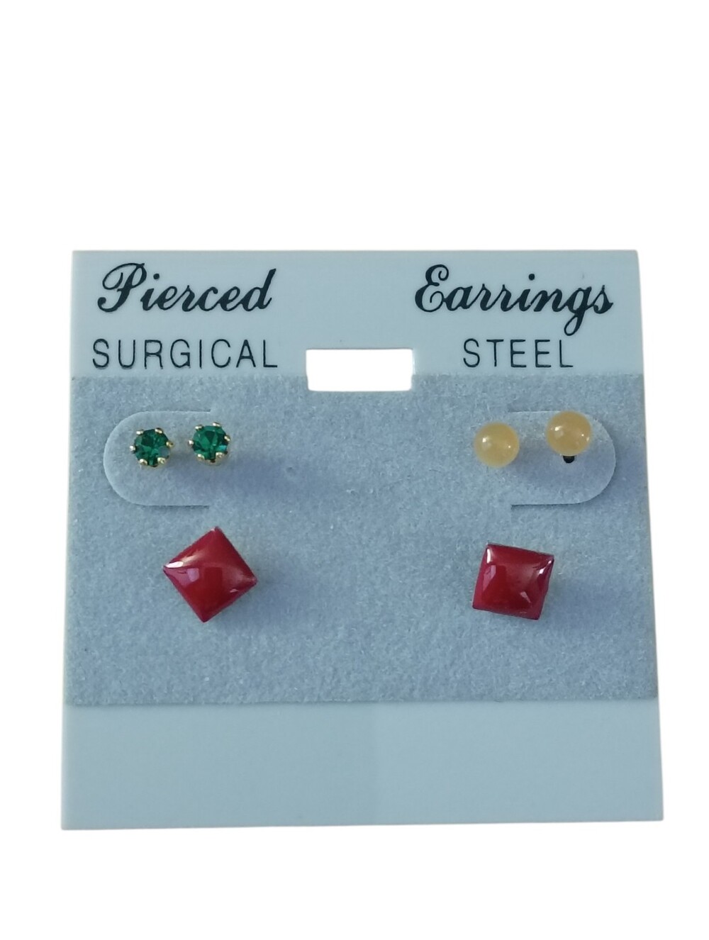 Surgical Steel Earrings 3-Pair Women's Stud Statement Jewelry Set
